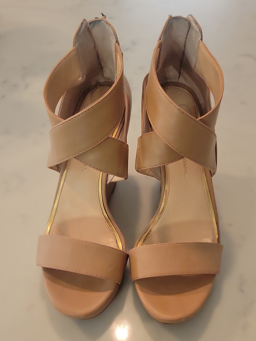 Jessica Simpson Tan Crisscross Wedge Sandals